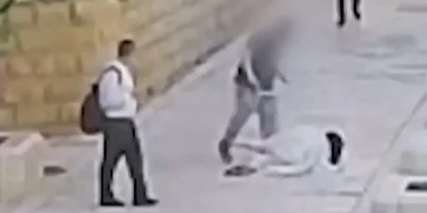 Still from footage that shows a nun being assaulted by a man in Jerusalem on April 28, 2026, released by the police two days later. (Israel Police)